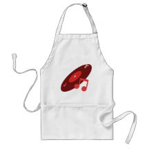 Retro Music Record & Note Red Apron