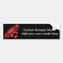 Retro Music Record & Note Red Bumper Stickers
