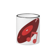 Retro Music Record & Note Red Coffee Mugs