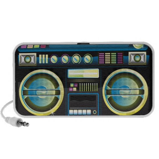 retro neon blue boom box ghetto blaster boombox travel speakers