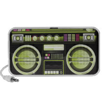 retro neon yellow boom box ghetto blaster boombox speaker system
