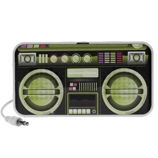 retro neon yellow boom box ghetto blaster boombox speaker system