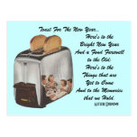 Retro New Year Pun Postcard Vintage Toast Toaster