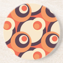 Retro Orange and Brown Fifties Abstract Art Beverage Coaster