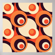Retro Orange and Brown Fifties Abstract Art Poster