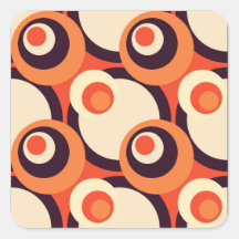 Retro Orange and Brown Fifties Abstract Art Stickers