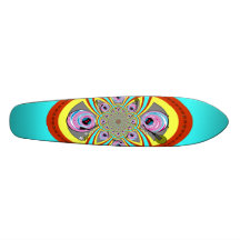 Retro orange blue turntable design skate board deck