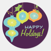 Retro Ornament Happy Holiday Sticker