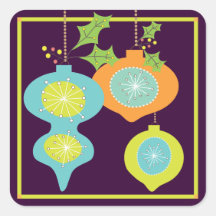 Retro Ornament Happy Holiday Sticker