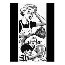 Retro Overwhelmed Mum Postcards