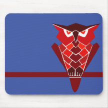 Retro Owl mousepad (red)