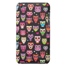 Retro owl pattern illustration barely there iPod covers