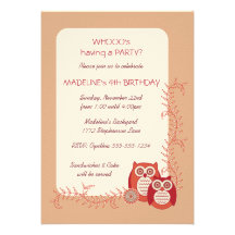 Retro Owls Birthday Party Invitation
