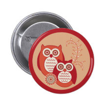 Retro Owls Button