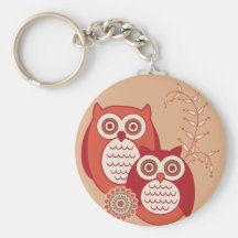 Retro Owls Keychain