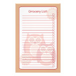 Retro Owls List Stationery