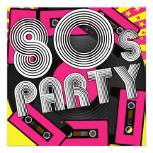 Retro Party Background Personalized Invitations