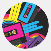Retro Party Design Round Stickers