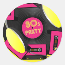 Retro Party Round Stickers