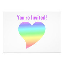 Retro Pastel Rainbow Heart Personalised Invites