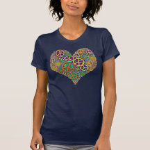 Retro Peace Sign Heart T Shirt