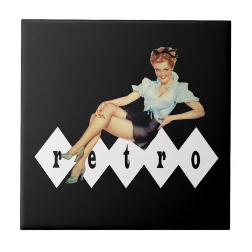 Retro Pin Up Girl Tile