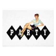 Retro Pin Up Party Personalized Invites