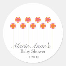 retro pink daisy BABY SHOWER custom keepsake label Stickers
