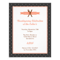 Retro pink polka dots frame hostess dinner party invitations