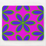 Retro Pink Purple Psychedelic Flowers Mouse Pad