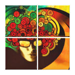 retro pop art psychedelic 4 panel canvas gallery wrap canvas