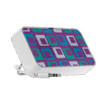 Retro pop squares purple blue travelling speaker