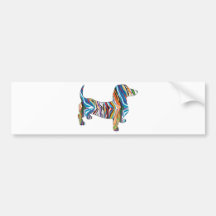 Retro Psychedelic Dachshund Bumper Sticker