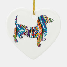 Retro Psychedelic Dachshund Ornaments
