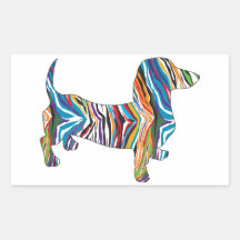 Retro Psychedelic Dachshund Rectangle Sticker