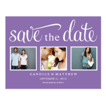 RETRO PURPLE | SAVE THE DATE ANNOUNCEMENT POSTCARDS