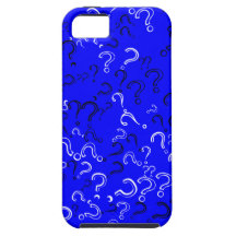 Retro Question Mark, Black & White on Blue iPhone 5 Case
