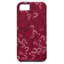 Retro Question Mark, Black & White on Burgundy iPhone 5 Case