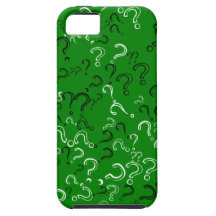 Retro Question Mark, Black & White on Green iPhone 5 Case