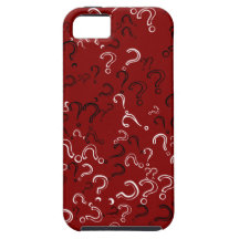 Retro Question Mark, Black & White on Maroon Red iPhone 5 Covers