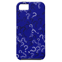 Retro Question Mark, Black & White on Navy Blue iPhone 5 Cases