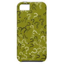 Retro Question Mark, Black & White on Olive Green iPhone 5 Case