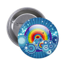 Retro rainbow button badge