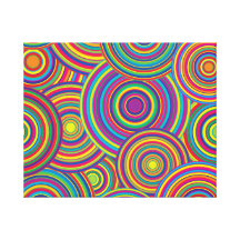 Retro Rainbow Circles Pattern Gallery Wrap Canvas