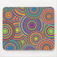 Retro Rainbow Circles Pattern Mouse Mats