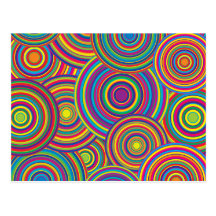 Retro Rainbow Circles Pattern Postcards