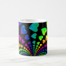 Retro rainbow hearts mugs