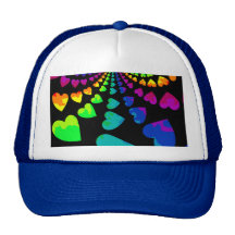 Retro rainbow hearts trucker hat