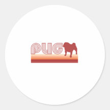 Retro Rainbow Pug in Tan Round Stickers