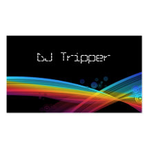 Retro Rainbow Wave Business Card Black DJ